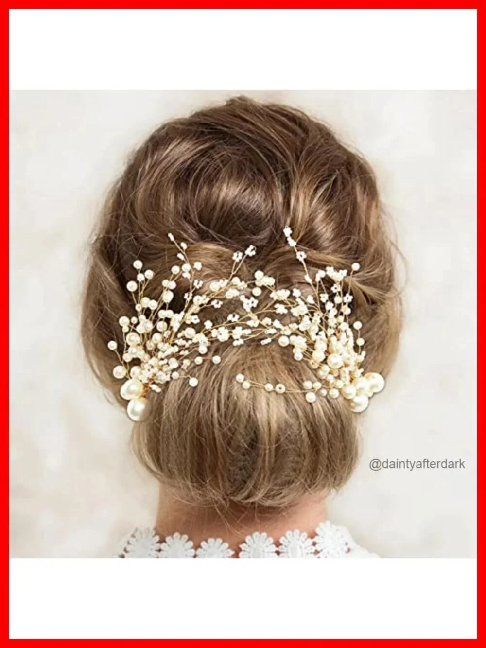 2pcs Bridal Pearl Hair Clips Gold Vine Hair Pieces for Wedding